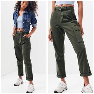 PacSun Cadet Belted Utility Green Hi-Rise Cargo Pants EUC Size 25